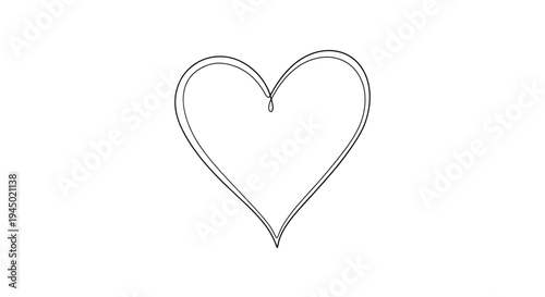 Simple heart outline on white background for love and affection
