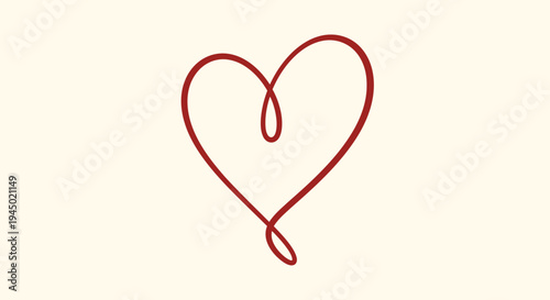Simple red heart shape on cream background for love and affection concept
