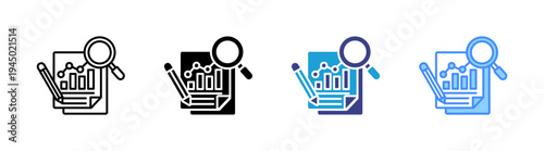 Case Study icon set multiple style collection