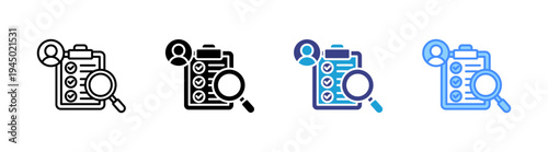 Analysis icon set multiple style collection