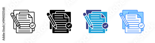 Essay icon set multiple style collection