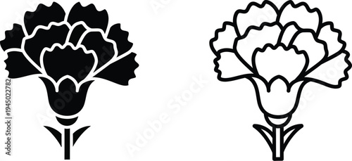 Floral icons: black and white cauliflower illustrations Vector