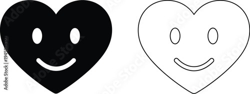 Smiling hearts duo black white Vector