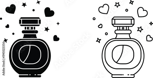 Perfume bottles with hearts and stars Vector
