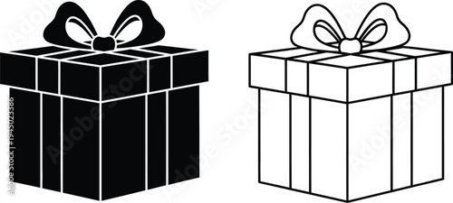 Black and white gift boxes with ribbons Vector