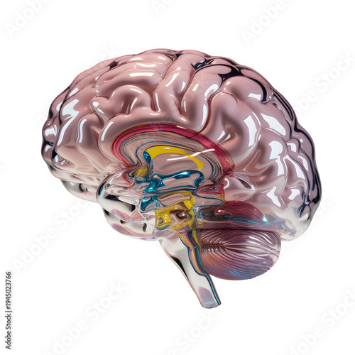 Anatomical Brain Model Highlighting Nervous System Structures with