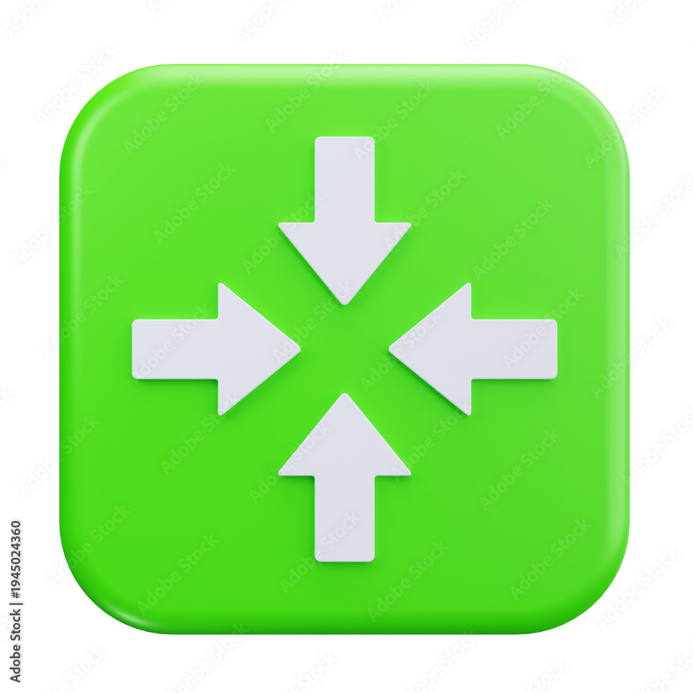 Fototapeta premium 3D Collapse Arrows Inward Navigation Direction Icon