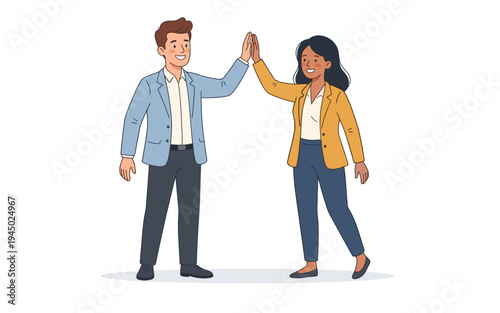 Diverse business colleagues giving high five.