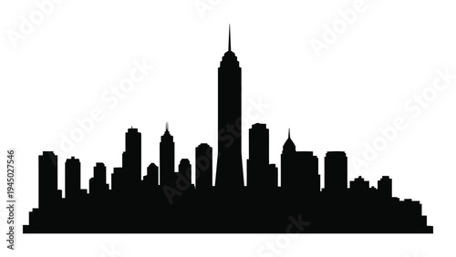 A stylized silhouette of the new york city skyline featuring iconic skyscrapers and urban landscape