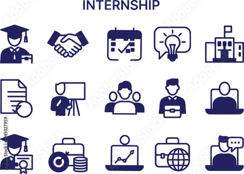 Set of 13 internship icons vector