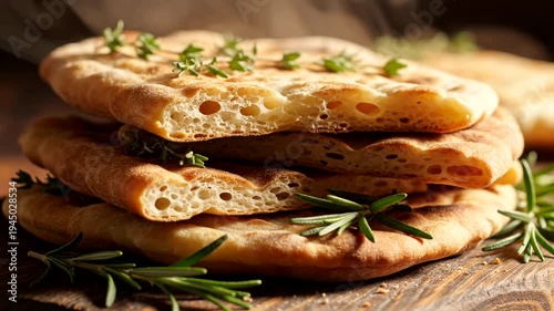 Freshly Baked Focaccia Bread with Herbs.
