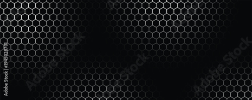 Dark hexagon abstract technology background with blue and green colored bright flashes under hexagon. Hexagonal gaming vector tech illustration black abstract background.