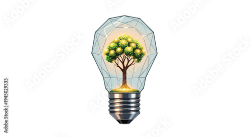 Tree Growing Inside a Light Bulb Symbolizing Eco-Friendly Innovation.