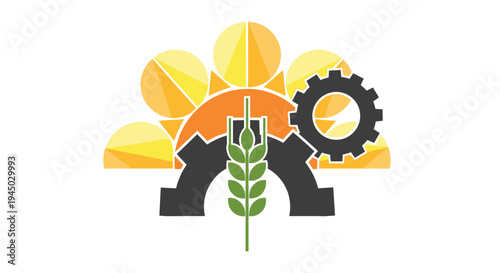 vector illustration of an abstract flower with working gear concept.
