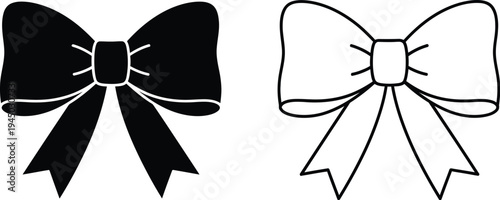 Black and white bows illustration Vector