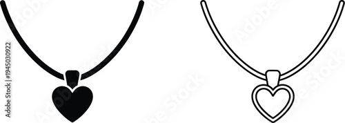 Heart necklace pendants black and white Vector
