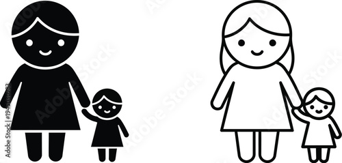 Mother and children, family, parenting Vector
