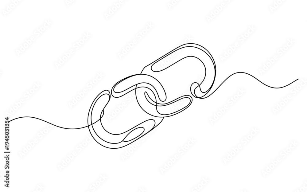 Obraz premium Interlocking Chain Links Single Line Drawing Connectivity Concept Minimalist Style