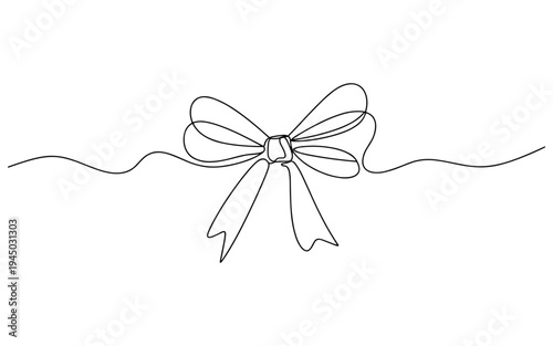 Single Line Drawing of a Bow Tied with Ribbon Minimalist Design
