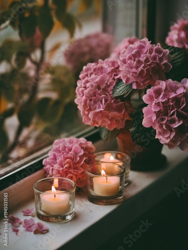 Pink Flowers And Candles: Indoor Decoration for a Romantic Atmosphere