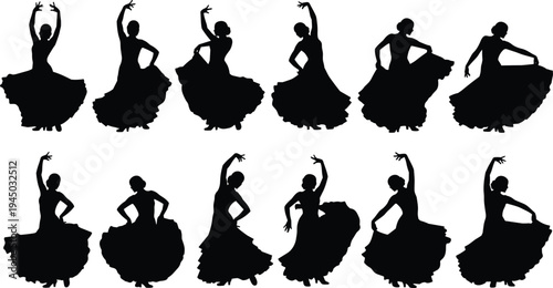 Comprehensive vector collection of tree silhouettes including cypress bare branches oak and various pine species isolated on white background for forest landscape design projects