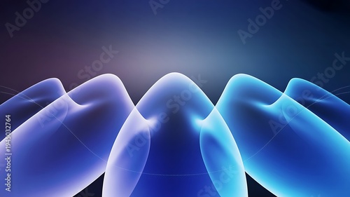 Abstract blue luminous waves with subtle dotted lines against a dark gradient background