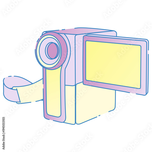 ビデオカメラ ハンディカム パステルカラー 平成レトロ ファンシー かわいい ポップ 90年代 00年代 映像 撮影 ムービー アイコン デコレーション ベクターイラスト