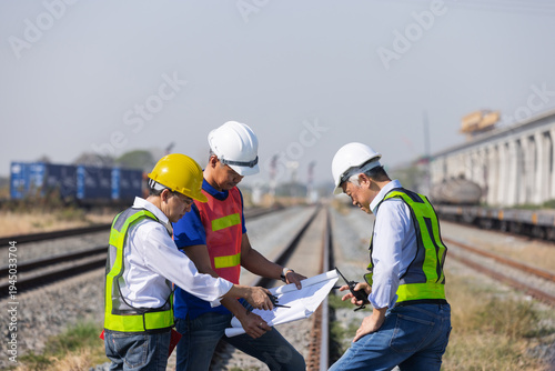Railway Team Reviewing Freight Train Operation Plan