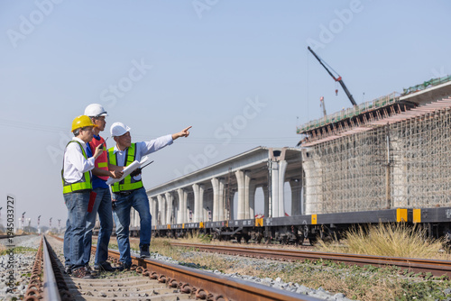 Engineers Supervising High Speed Railway Construction Site