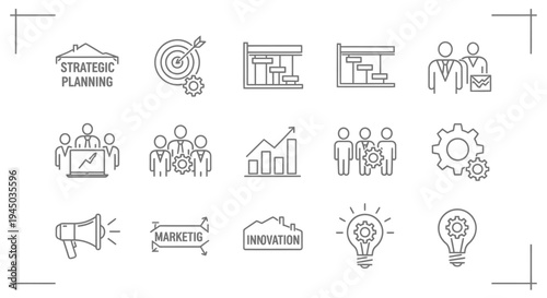 Business Strategy Icons and Symbols.