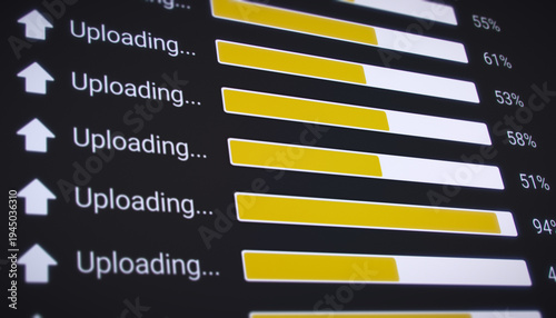 Φωτογραφία Illustration of the process of uploading multiple files from the Internet on a computer monitor screen