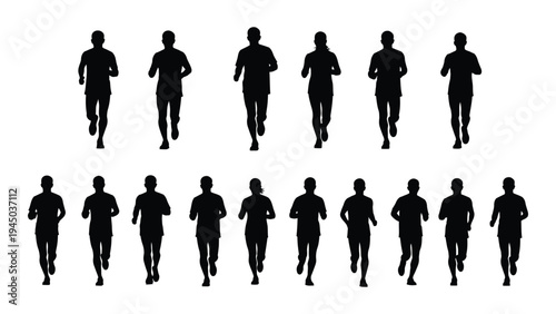 A comprehensive analysis of a sequence of running silhouettes depicting human movement and athleticism in a dynamic and energetic manner