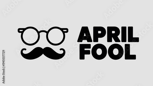 April fool's day icon with glasses and mustache on gray background for prank and joke designs