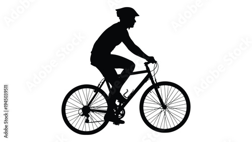 A silhouette of a person riding a bicycle, conveying a sense of freedom and adventure in a simple yet dynamic illustration style, emphasizing the joy of cycling.