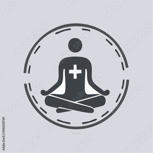 Serene meditation icon symbolizing health, balance, and inner peace through mindful practice, perfect for wellness applications and spiritual development designs