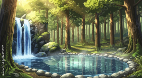 Sunlight Streaming Through a Forest Path