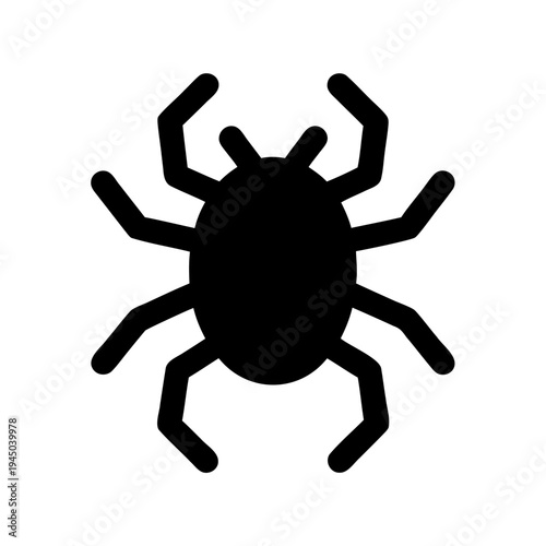Simple black silhouette icon of a tick or mite against a clean white background Vector, illustration
