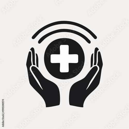 Protecting and caring for health with a plus sign icon symbolizing medical attention and well-being