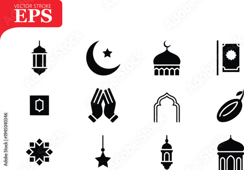 Collection of diverse religious and cultural symbols and icons Mubarak EidUlFitr 2026 Eid2026