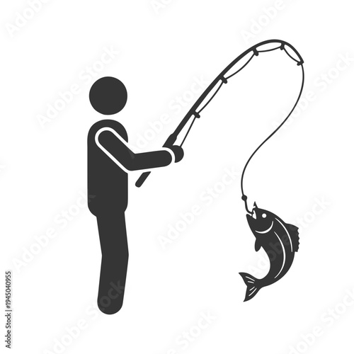 魚を釣った人物のシルエットアイコン