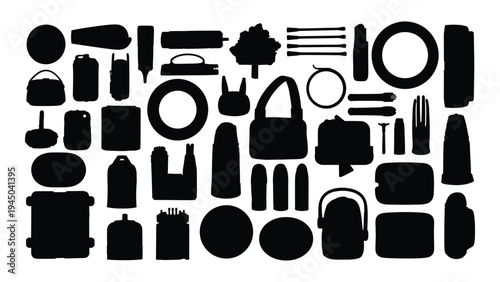 A comprehensive collection of diverse silhouette icons representing various objects and items