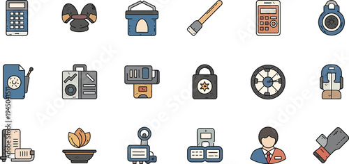 Family healthcare icon set featuring health check, medical cross, vaccination, doctor visit, wellness and protection symbols minimal modern vector UI design
