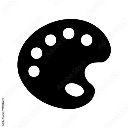 Classic artist's paint palette silhouette icon for creative art and design projects Vector, illustration