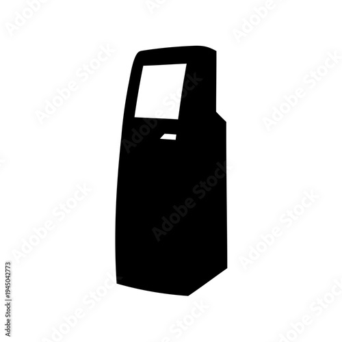 Black silhouette of a modern atm or self-service kiosk with a blank screen Vector, illustration