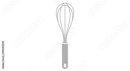 Stylized Light Gray Whisk Minimalist Illustration on Simple Background with Cookware Utensil Concept for Cooking Design