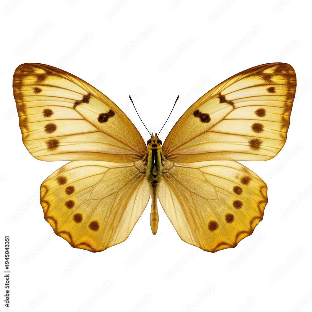 Fototapeta premium A delicate orange and white butterfly with intricate wing patterns spreading its wings. isolated on transparent background