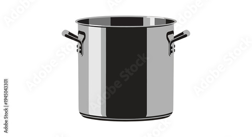 Stainless Steel Dual-Handled Cooking Pot with Ergonomic Design Showing Light/Dark Transitions as Kitchen Utensil in Product Catalog Photo