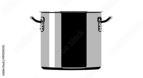 Sleek Stainless Steel Stock Pot with Reflective Surface and Dual Metal Handles in Product Photography for Kitchen Utensil Catalog