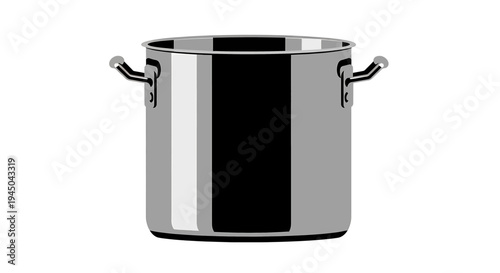 Sleek Stainless Steel Pot with Dual Handles - Reflective Surface, Product Photo for Culinary Utensil Catalog