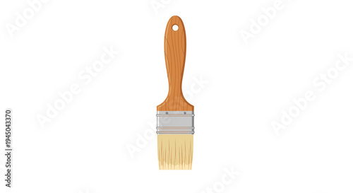 Modern Paintbrush Design for Cooking and Artistic Utensil with Wooden Handle and Flat Synthetic Bristles in Digital Illustration